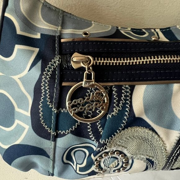 COACH POPPY DENIM PATCHWORK CANVAS SHOULDER BAG - Picture 3 of 10